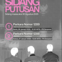 Elemen masyarakat Bali nilai putusan PN Denpasar yang menyatakan bersalah beberapa aktivis Bali dalam kasus unjuk rasa anarkhis Agustus 2025 lalu sebagai langkah yang Tepat dan sesuai prosedur.